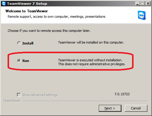 TeamViewer RUN Client 7